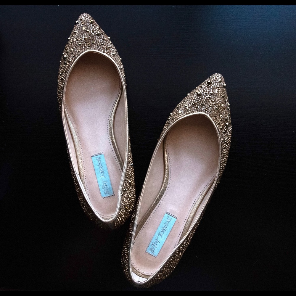 Blue by Betsey Johnson SB Jude Gold Flats